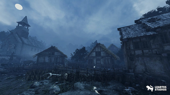 Demonic Village Environment Low-poly 3D model 2