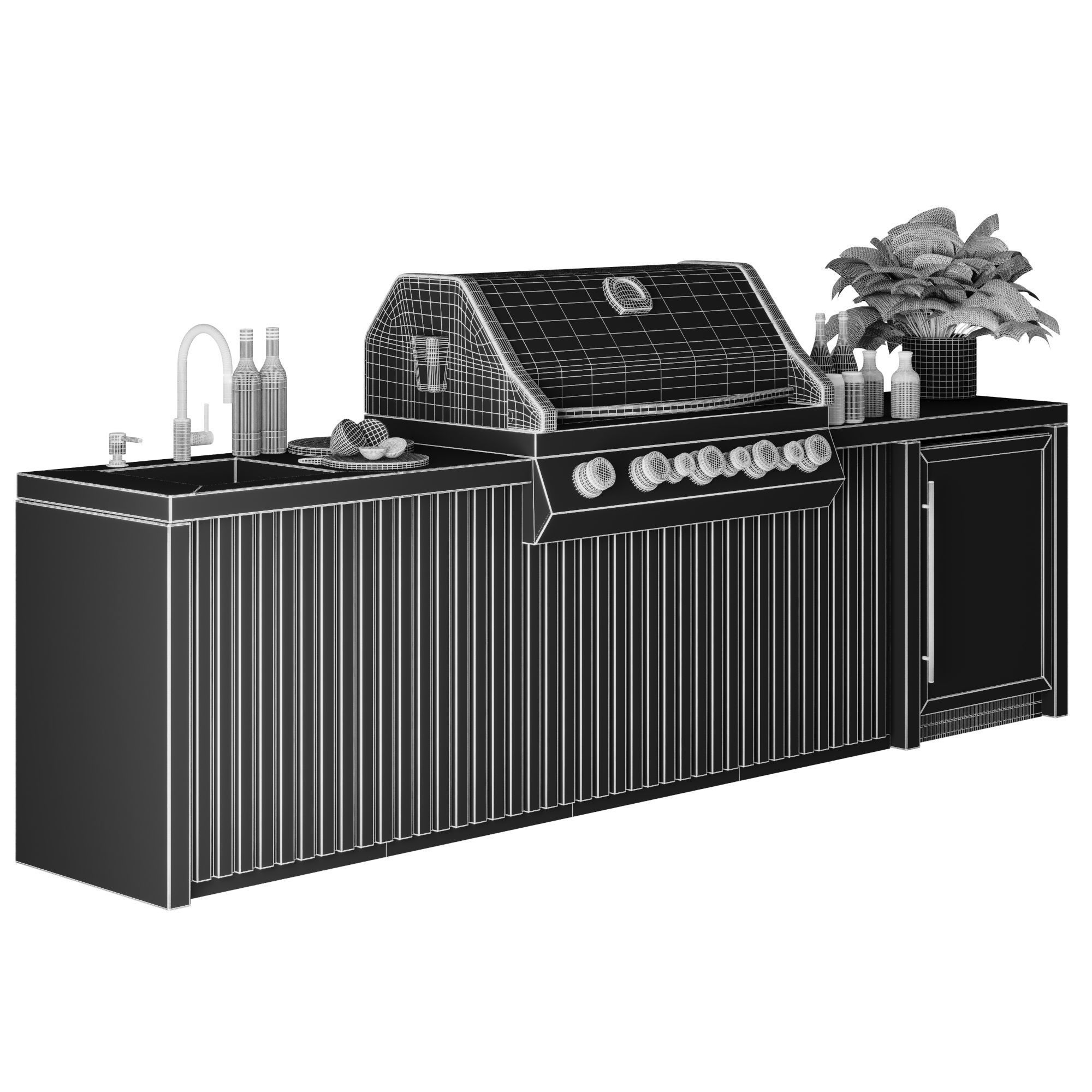 Outdoor Kitchen with Grill 3D model_6