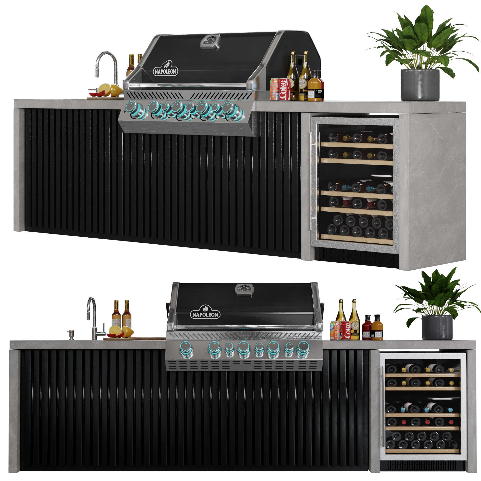 Outdoor Kitchen with Grill 3D model_5