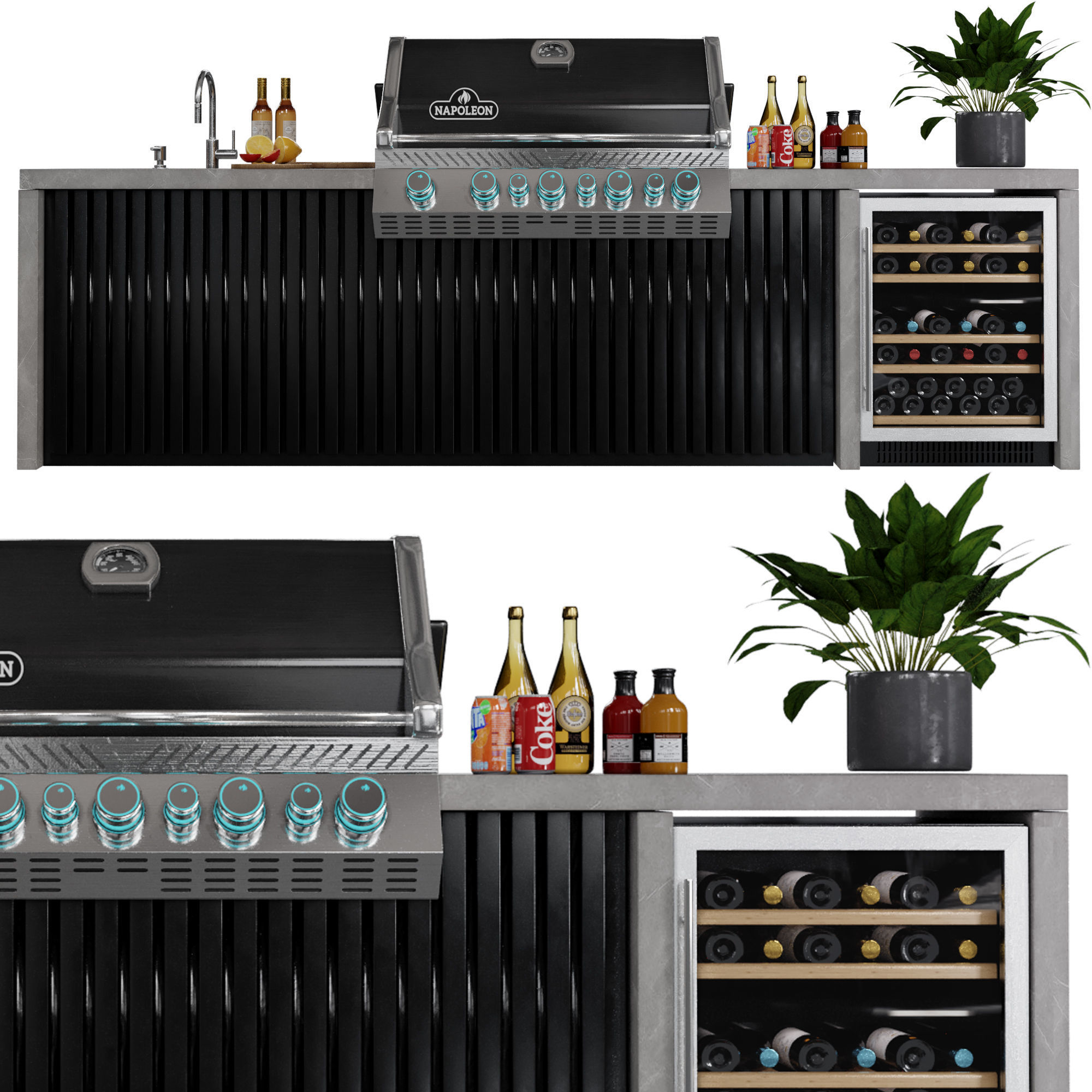 Outdoor Kitchen with Grill 3D model_1