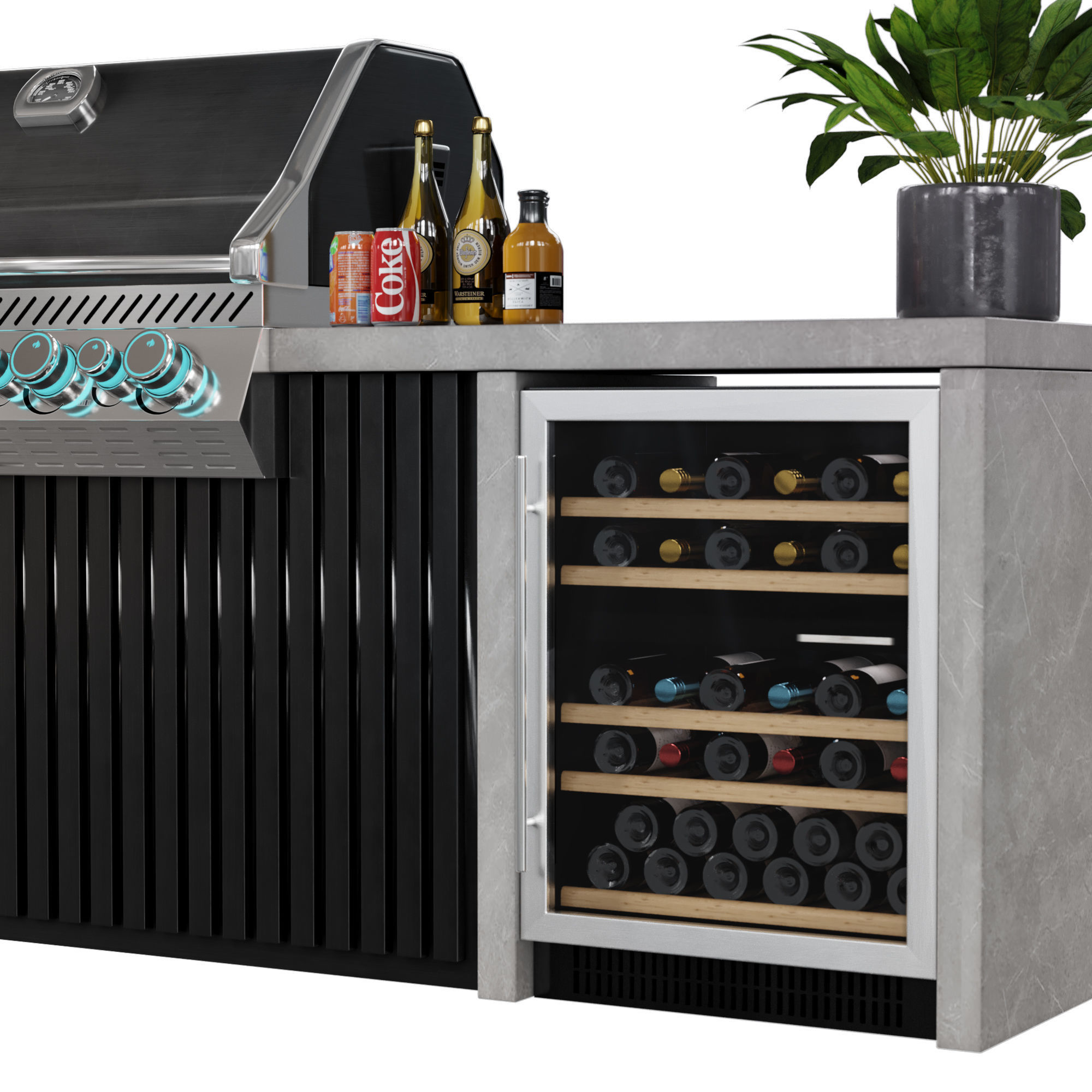 Outdoor Kitchen with Grill 3D model_4