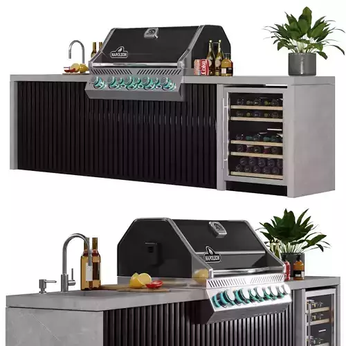 Outdoor Kitchen with Grill 3D model