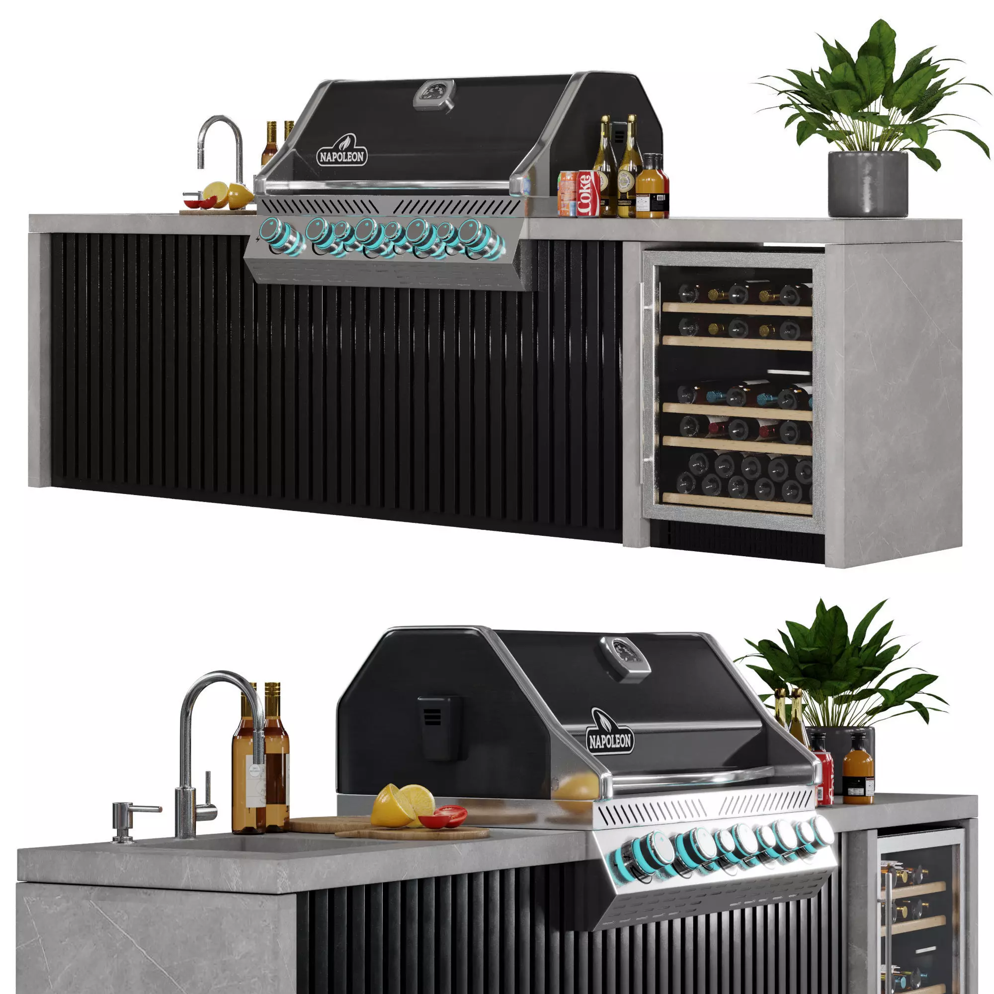 Outdoor Kitchen with Grill 3D model_0