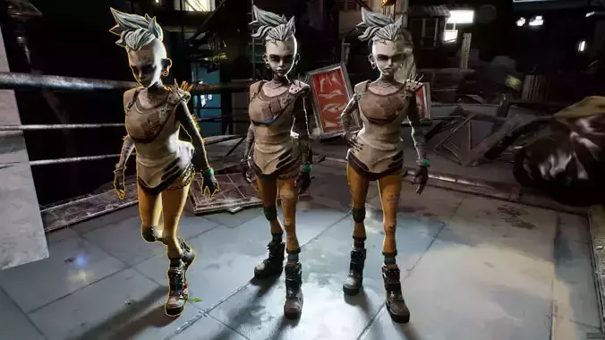 Stylized Girl like in a game borderlands Low-poly 3D model