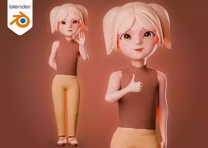 Chibi cartoon girl - Rigged