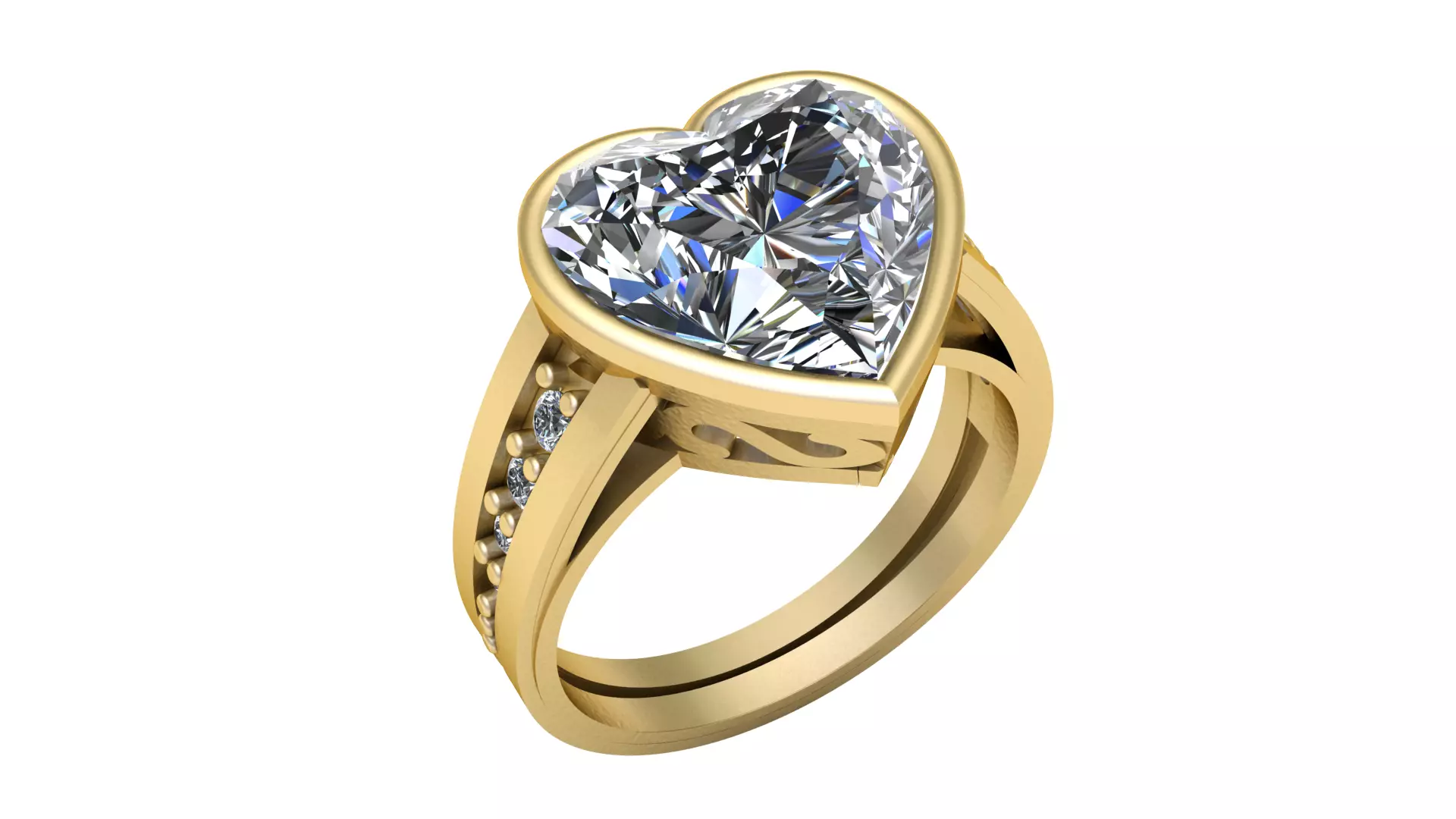 Proposal Heart Diamond Ring 3d Printable Model 3D print model