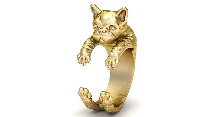 Stylish BullDog Ring 3d Printable Model 3D print model