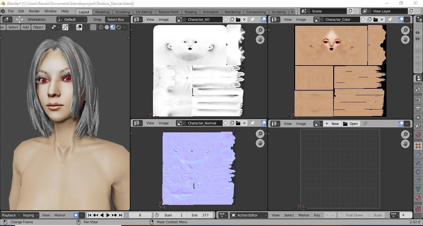 Shadow Dancer Game Character Low-poly 3D model_15