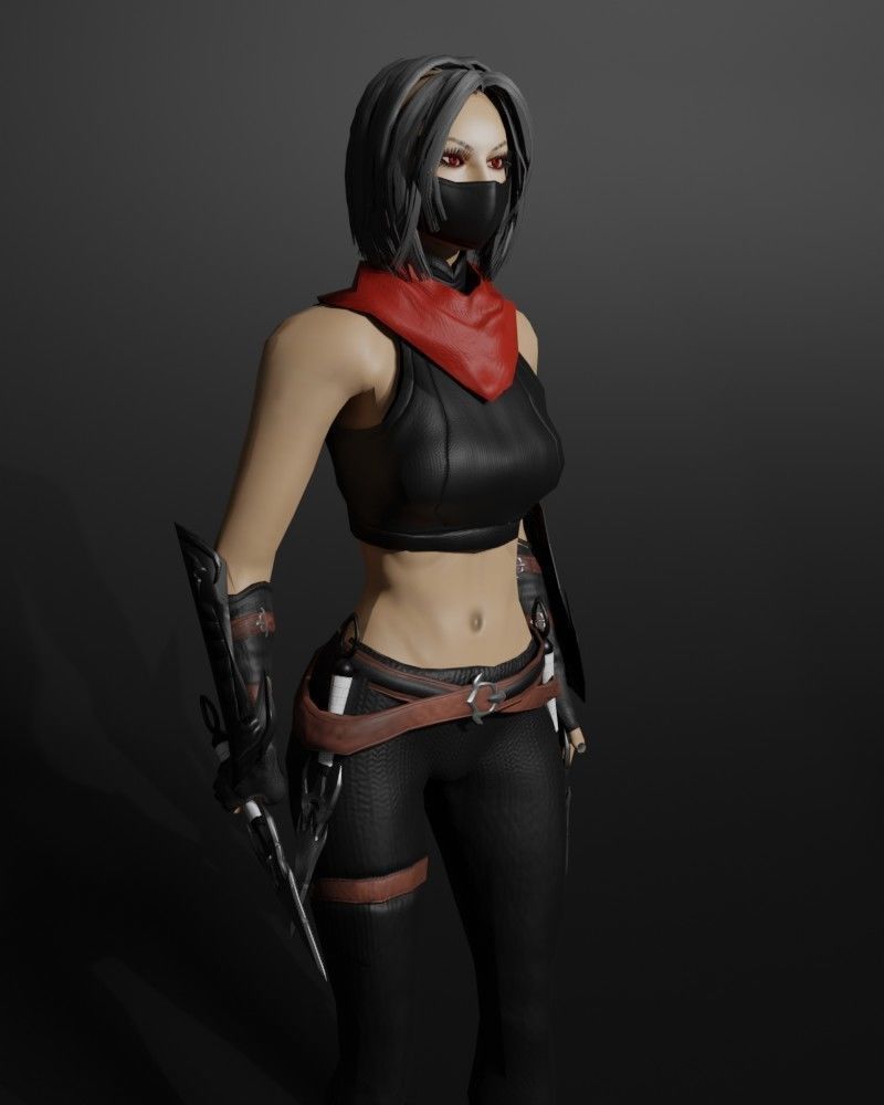 Shadow Dancer Game Character Low-poly 3D model_5