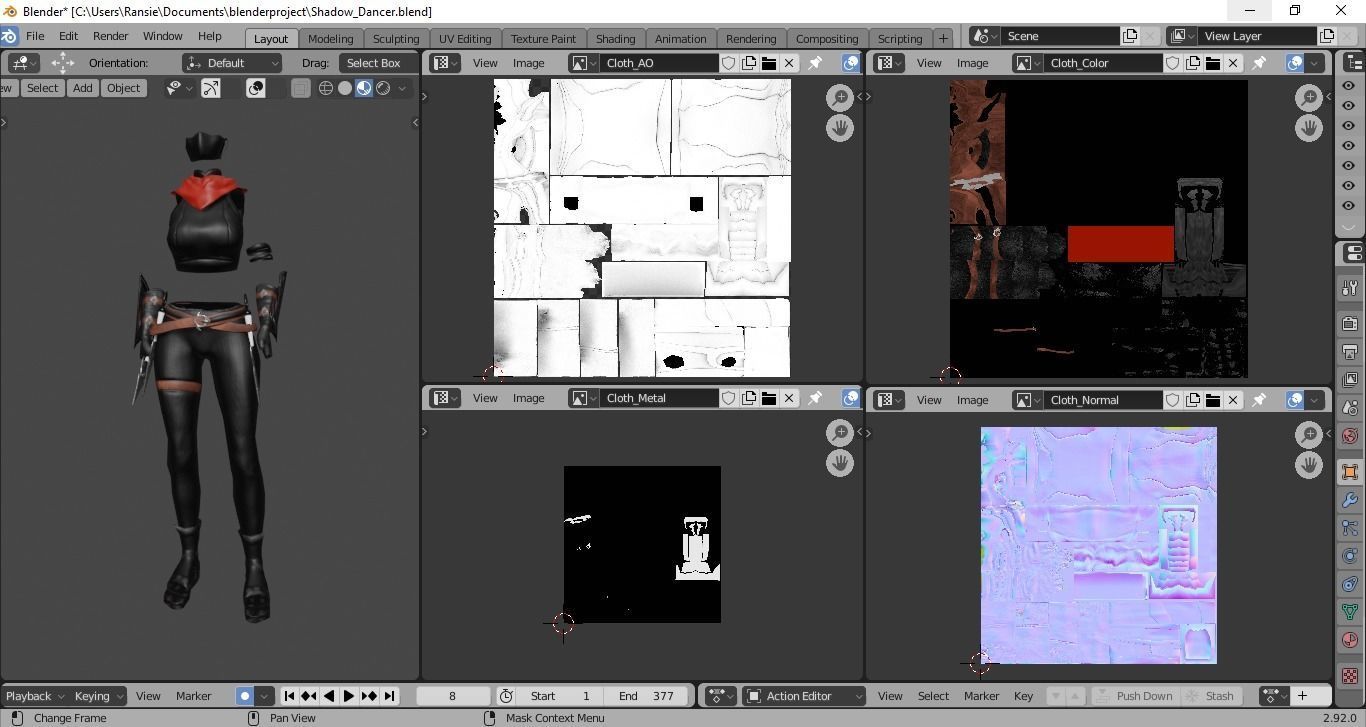 Shadow Dancer Game Character Low-poly 3D model_16