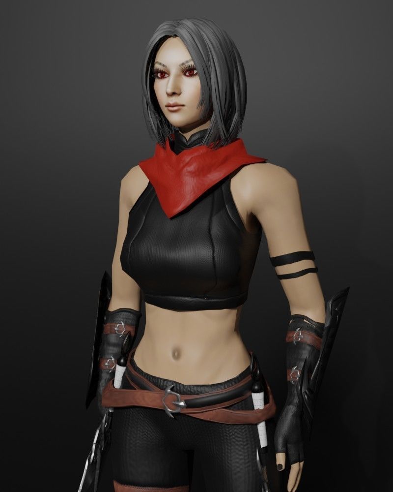 Shadow Dancer Game Character Low-poly 3D model_9