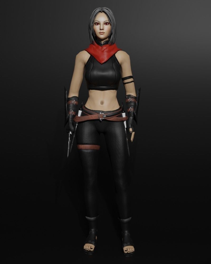 Shadow Dancer Game Character Low-poly 3D model_13