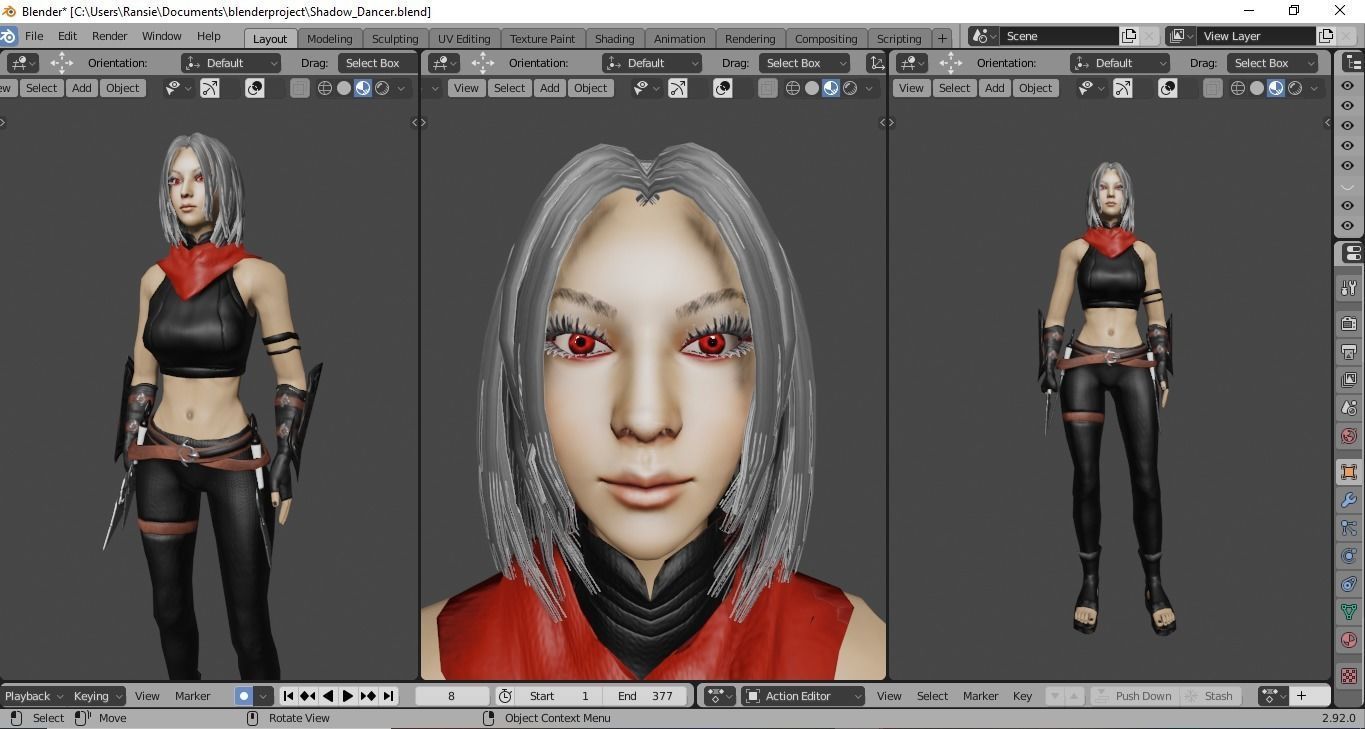 Shadow Dancer Game Character Low-poly 3D model_14