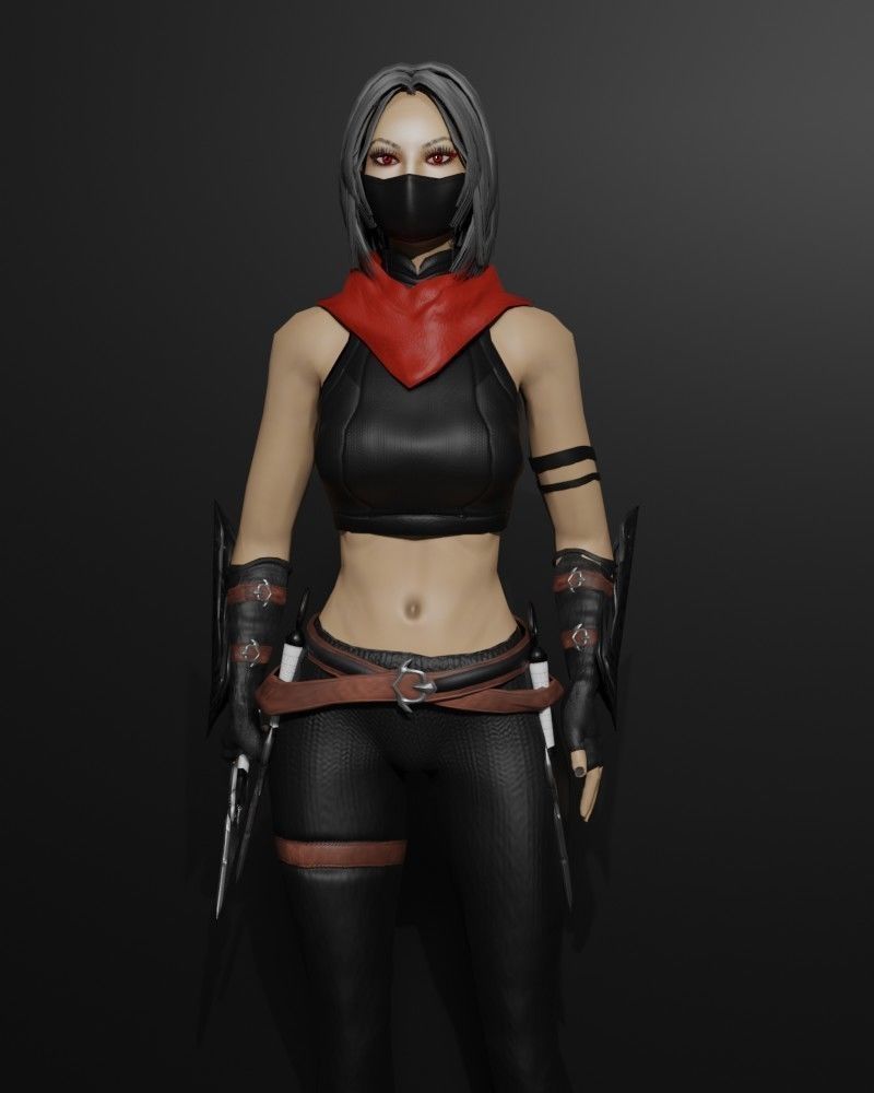 Shadow Dancer Game Character Low-poly 3D model_6