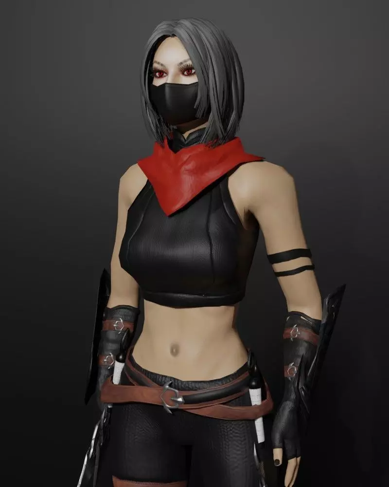 Shadow Dancer Game Character Low-poly 3D model_0