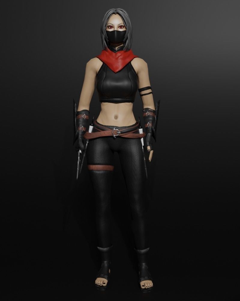 Shadow Dancer Game Character Low-poly 3D model_7