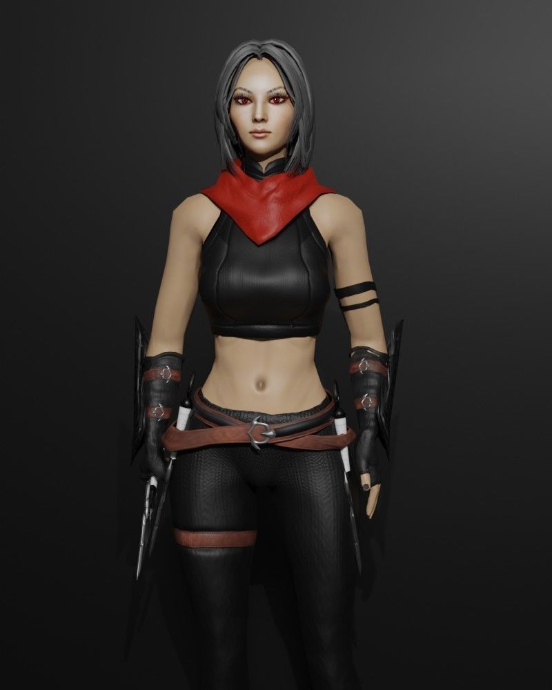 Shadow Dancer Game Character Low-poly 3D model_12