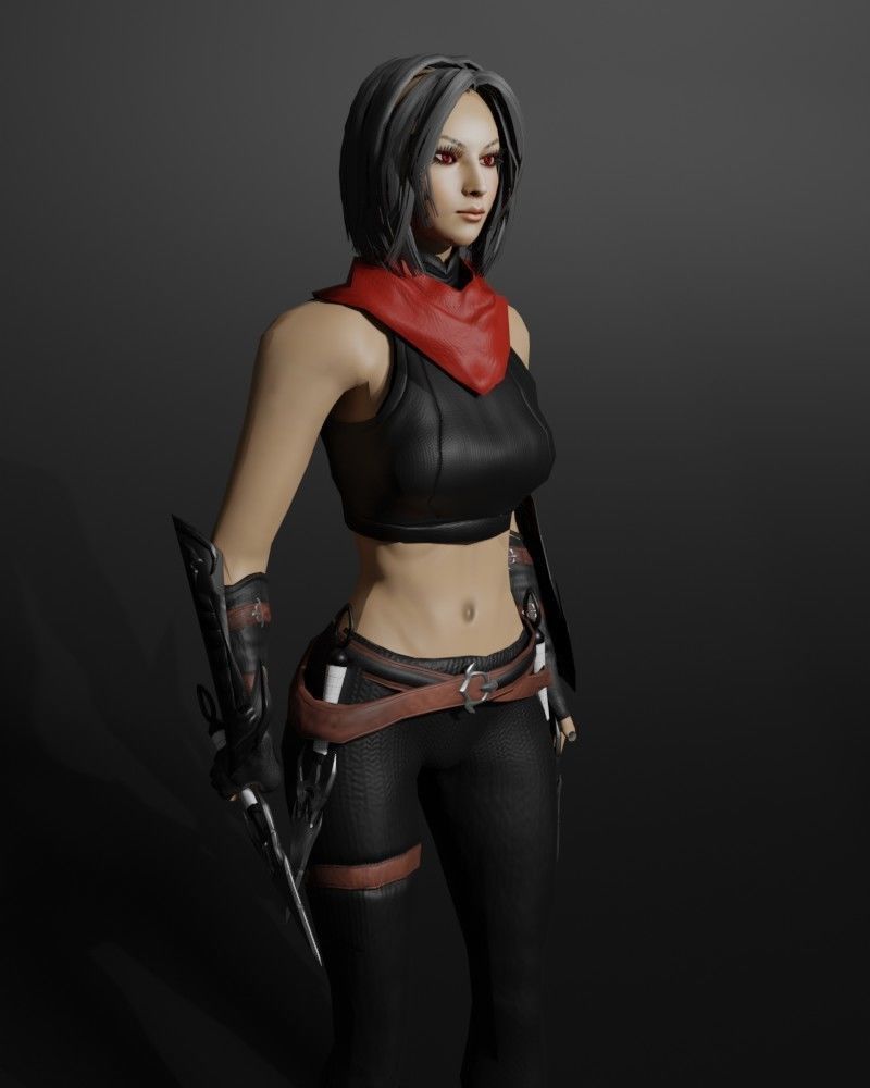 Shadow Dancer Game Character Low-poly 3D model_11