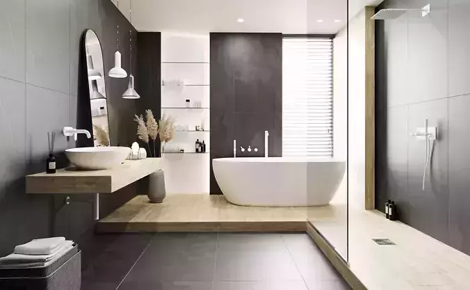 Bathroom Interior Loft 3D model