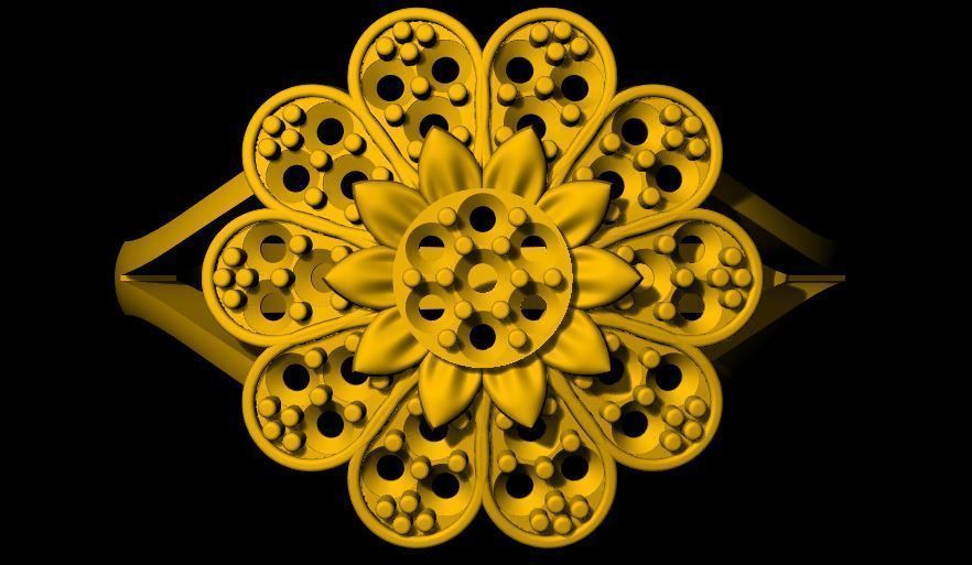 flower ring 3dm file 3D print model_2