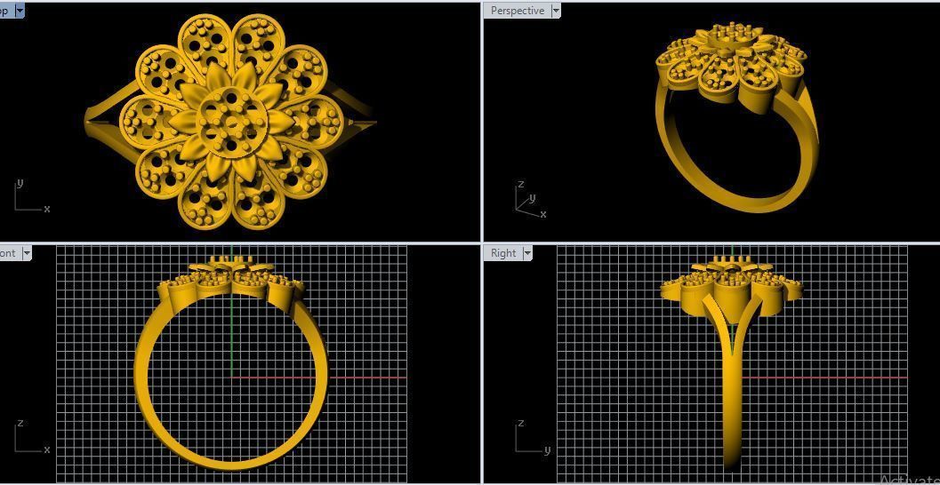flower ring 3dm file 3D print model_1