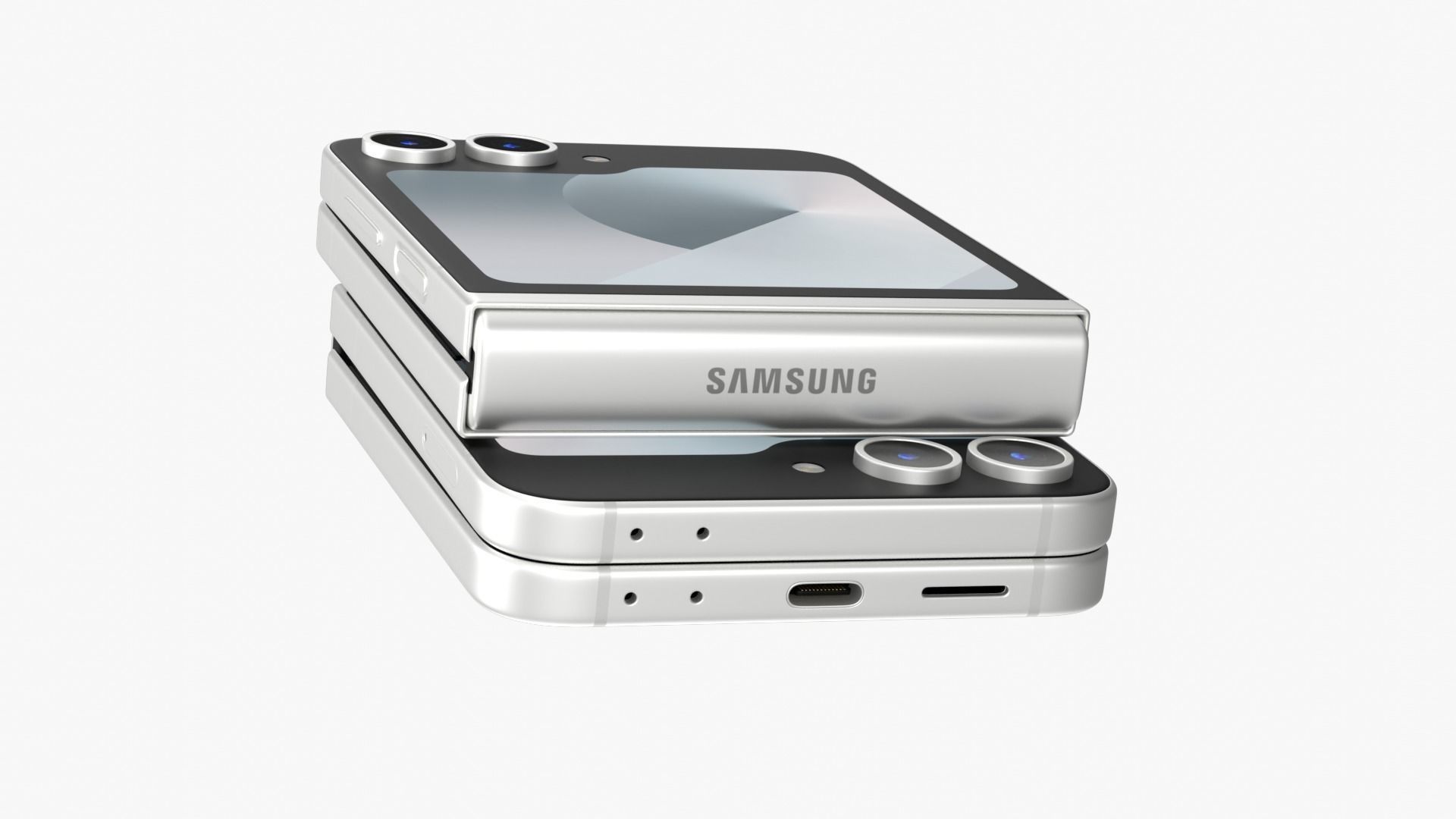Samsung Galaxy Z Flip 6 White Low-poly 3D model_8