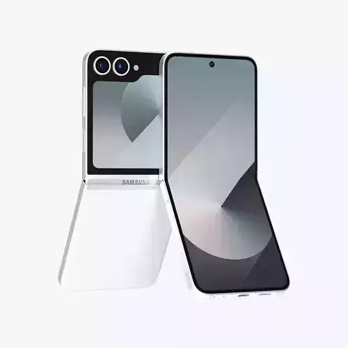 Samsung Galaxy Z Flip 6 White Low-poly 3D model