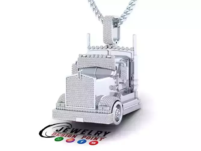 Custom Semi Truck Diamond Pendant - Rig Truck Vehicle Diamond  3D print model