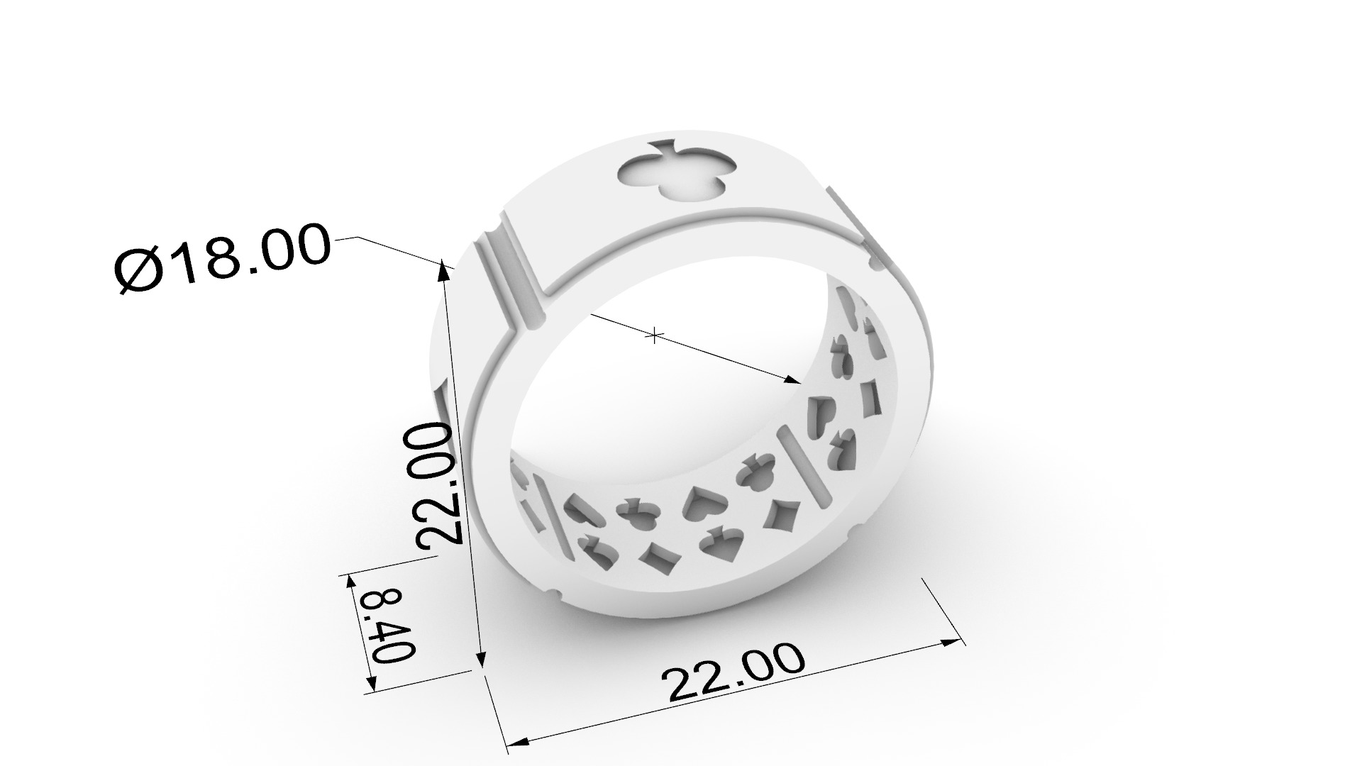 Poker-Themed Ring with Playing Card Suits JDBCo 3D print model_1