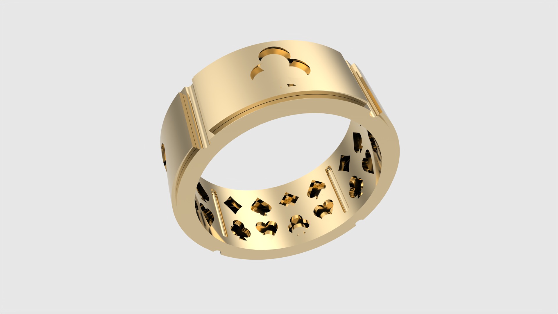 Poker-Themed Ring with Playing Card Suits JDBCo 3D print model_15