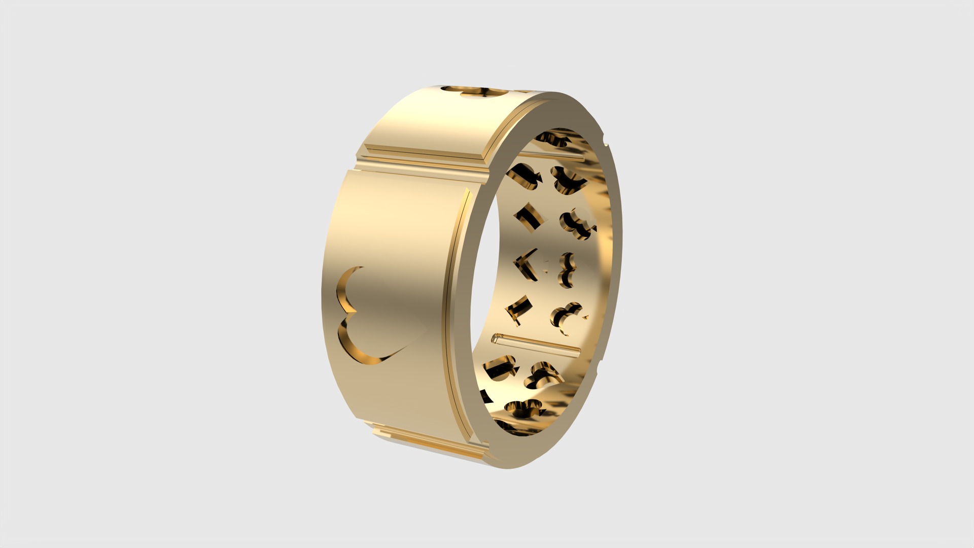 Poker-Themed Ring with Playing Card Suits JDBCo 3D print model_17