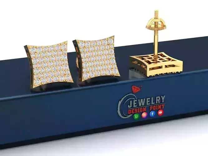 Custom Kite Shape Diamond Studs - Kite Shape Earring - Unisex 