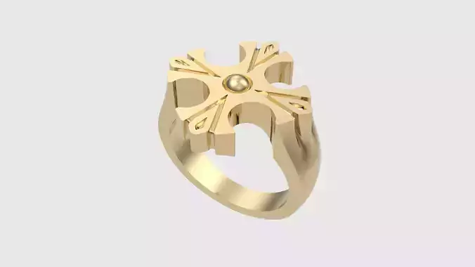 Beaded Cross Signet Ring JDBCo 3D print model