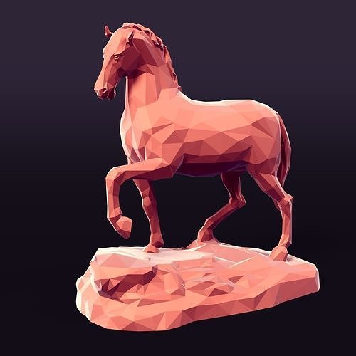 Lowpoly - Polygonal Horse Statue - Figurine 3D print model