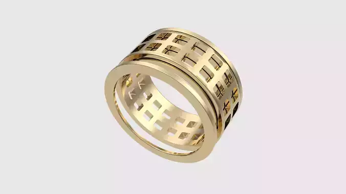 Rotating Grid Design Ring JDBCo 3D print model