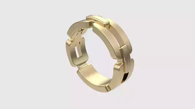 Wide Minimalistic Chain Link Ring JDBCo 3D print model