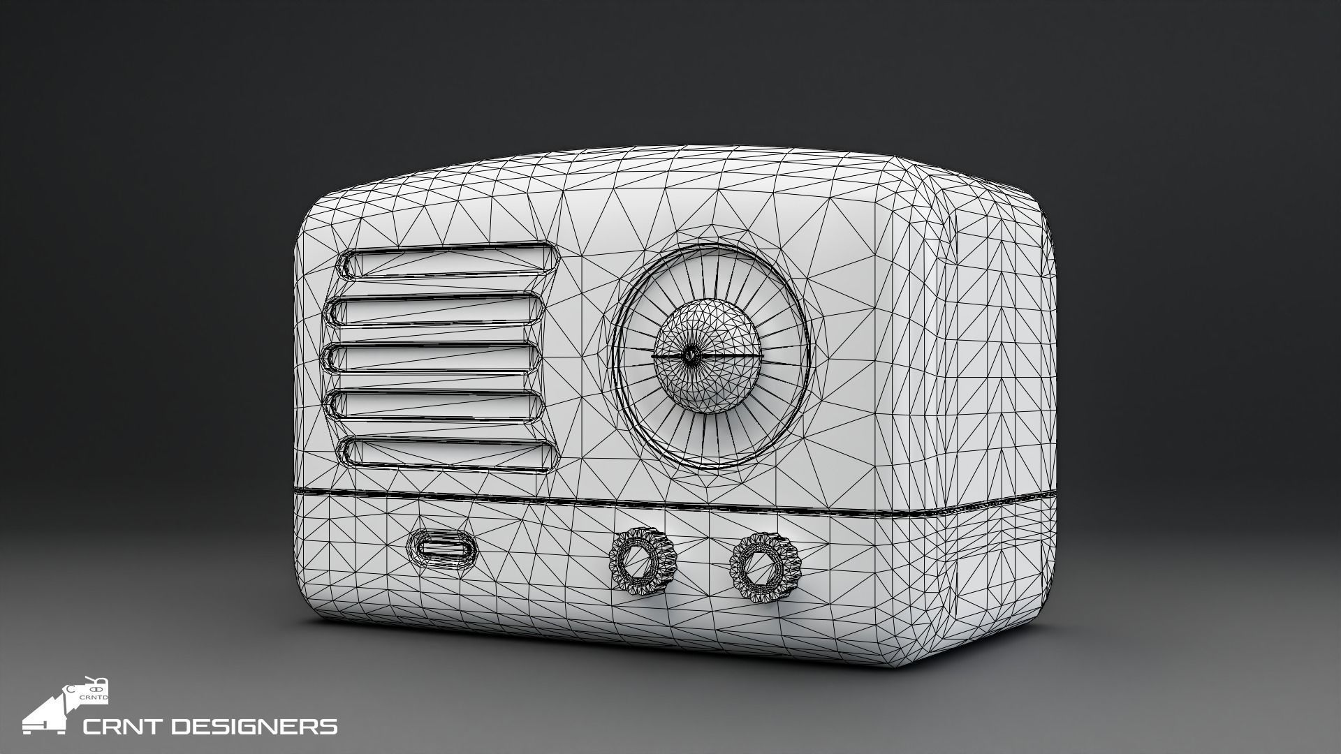 Wooden Vintage Radio Low-poly 3D model_5