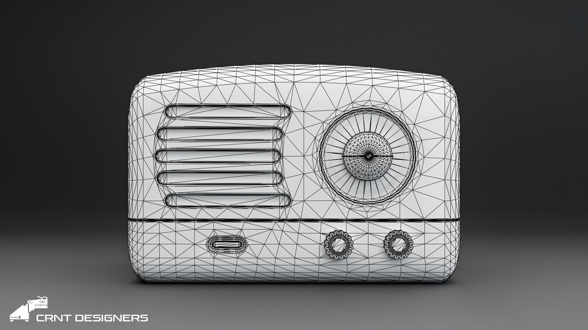 Wooden Vintage Radio Low-poly 3D model_2