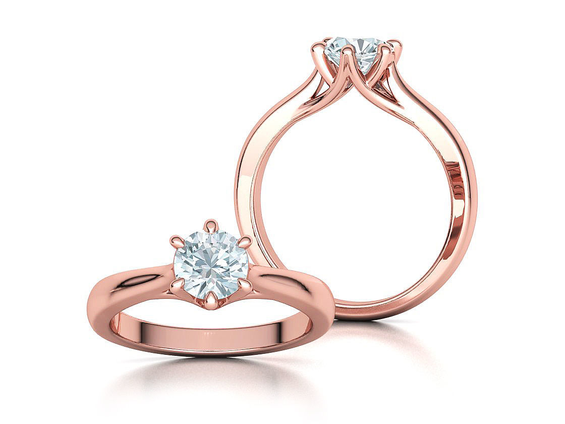 1ct Diamond Trellis Ring 6 claw setting 3D model 3D print model_1