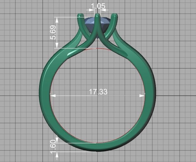1ct Diamond Trellis Ring 6 claw setting 3D model 3D print model_44