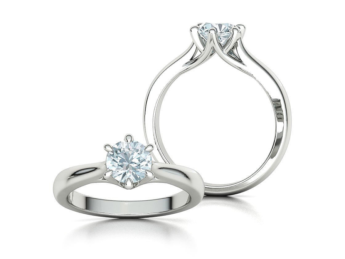 1ct Diamond Trellis Ring 6 claw setting 3D model 3D print model_3