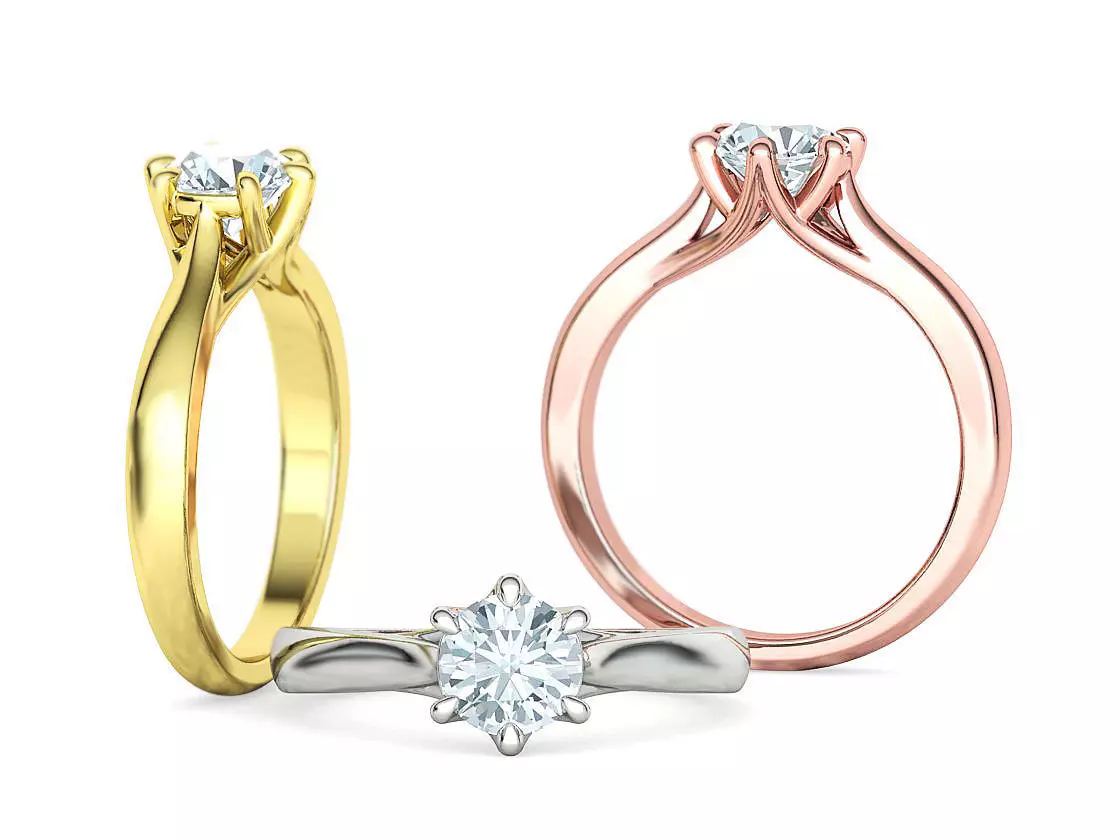 1ct Diamond Trellis Ring 6 claw setting 3D model 3D print model_0