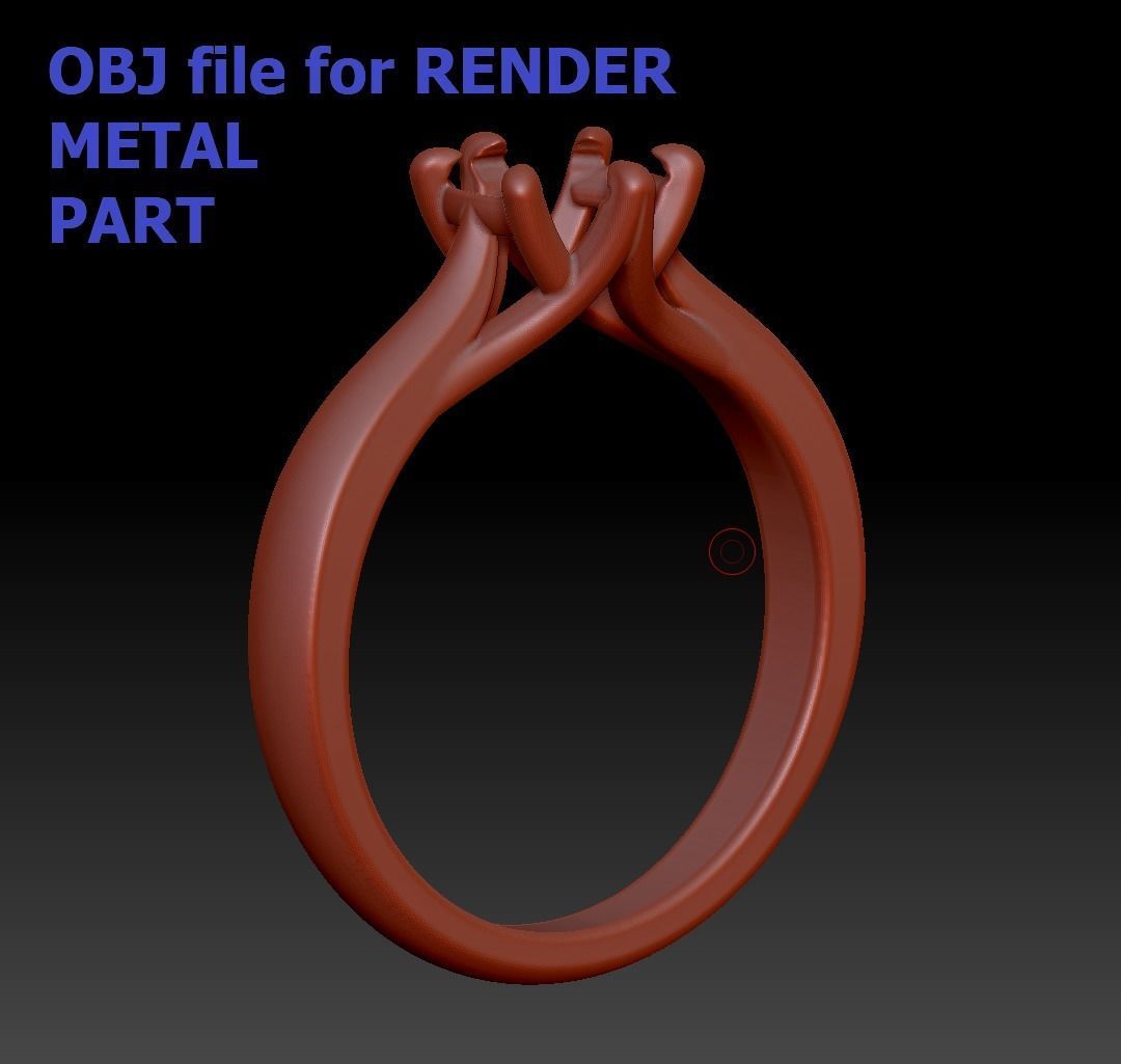 1ct Diamond Trellis Ring 6 claw setting 3D model 3D print model_9