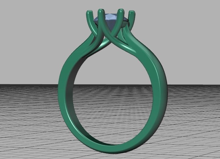 1ct Diamond Trellis Ring 6 claw setting 3D model 3D print model_45