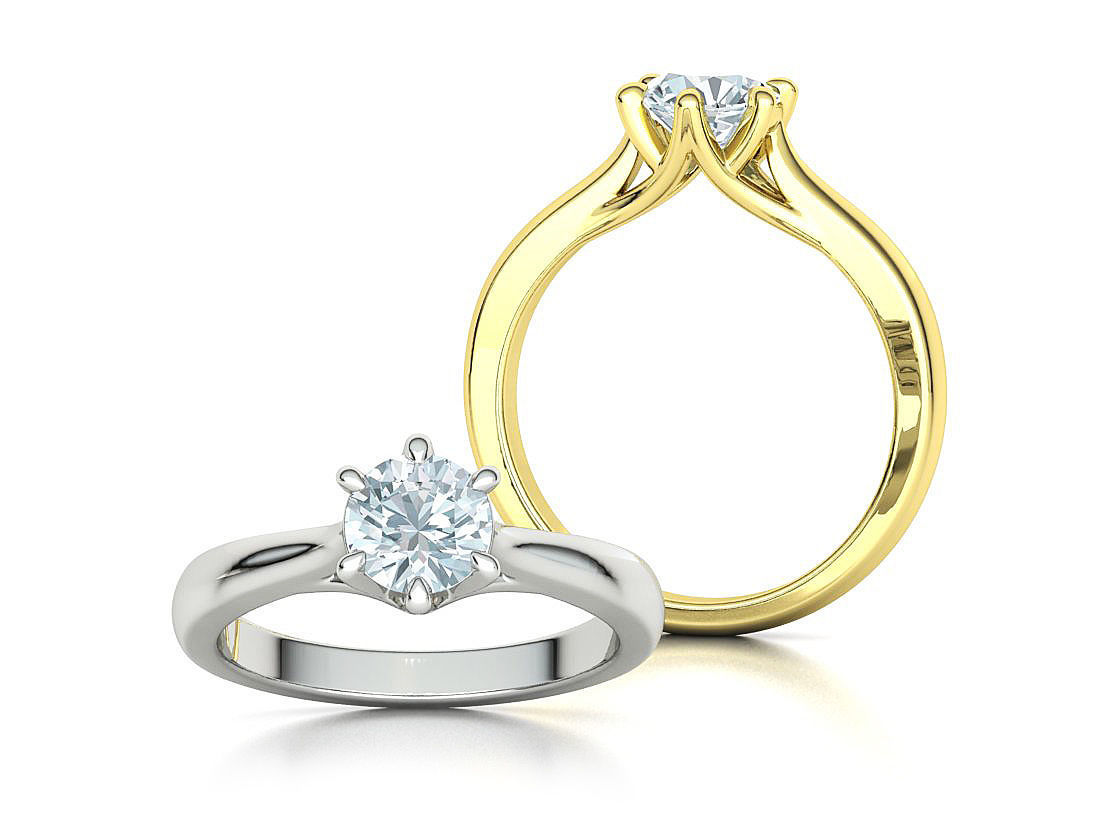 1ct Diamond Trellis Ring 6 claw setting 3D model 3D print model_11