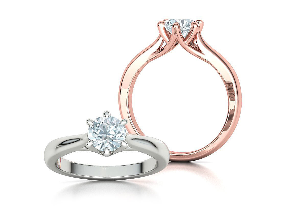 1ct Diamond Trellis Ring 6 claw setting 3D model 3D print model_10