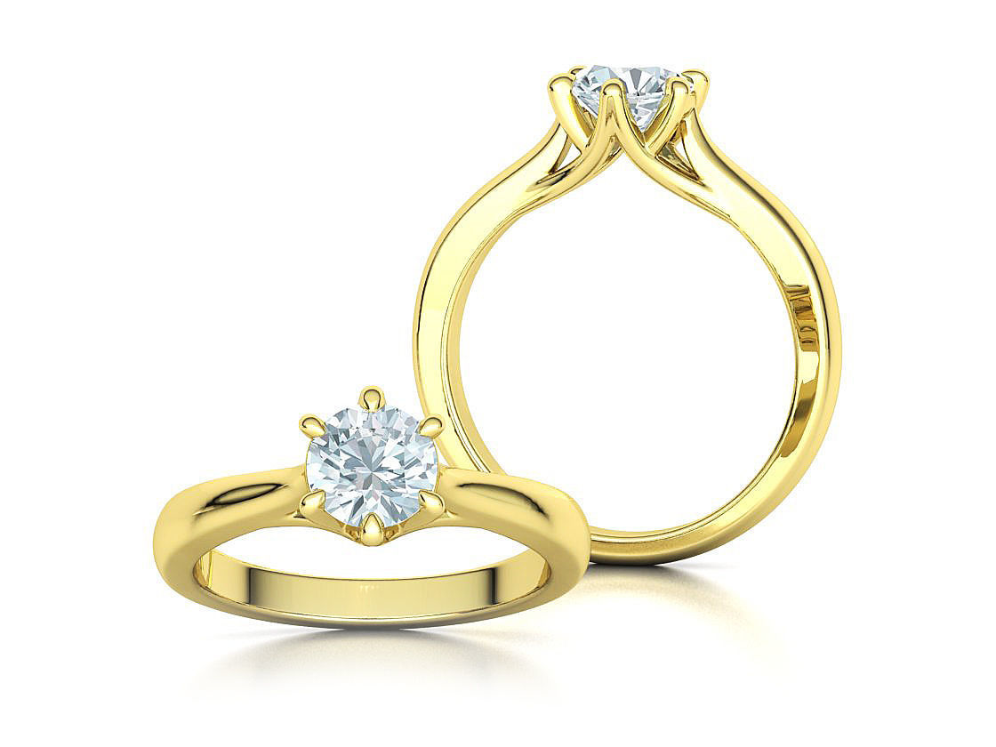 1ct Diamond Trellis Ring 6 claw setting 3D model 3D print model_2