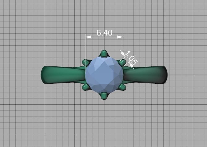 1ct Diamond Trellis Ring 6 claw setting 3D model 3D print model_5