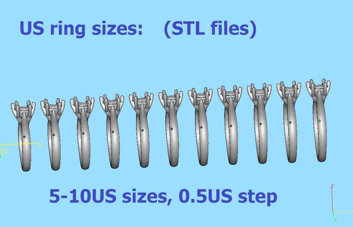 1ct Diamond Trellis Ring 6 claw setting 3D model 3D print model_6