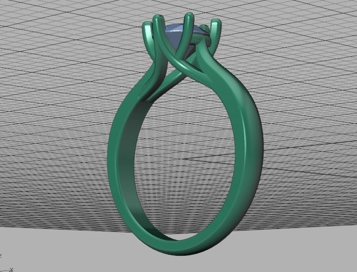 1ct Diamond Trellis Ring 6 claw setting 3D model 3D print model_40